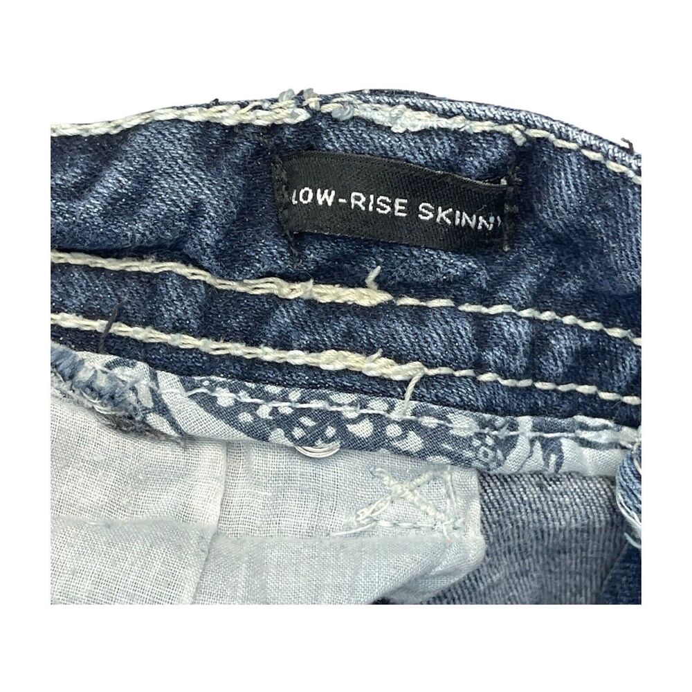 Rue 21 Jeans Low Rise Skinny Blue Denim Embroidered Juniors W 32 L 28.5 - Picture 8 of 8